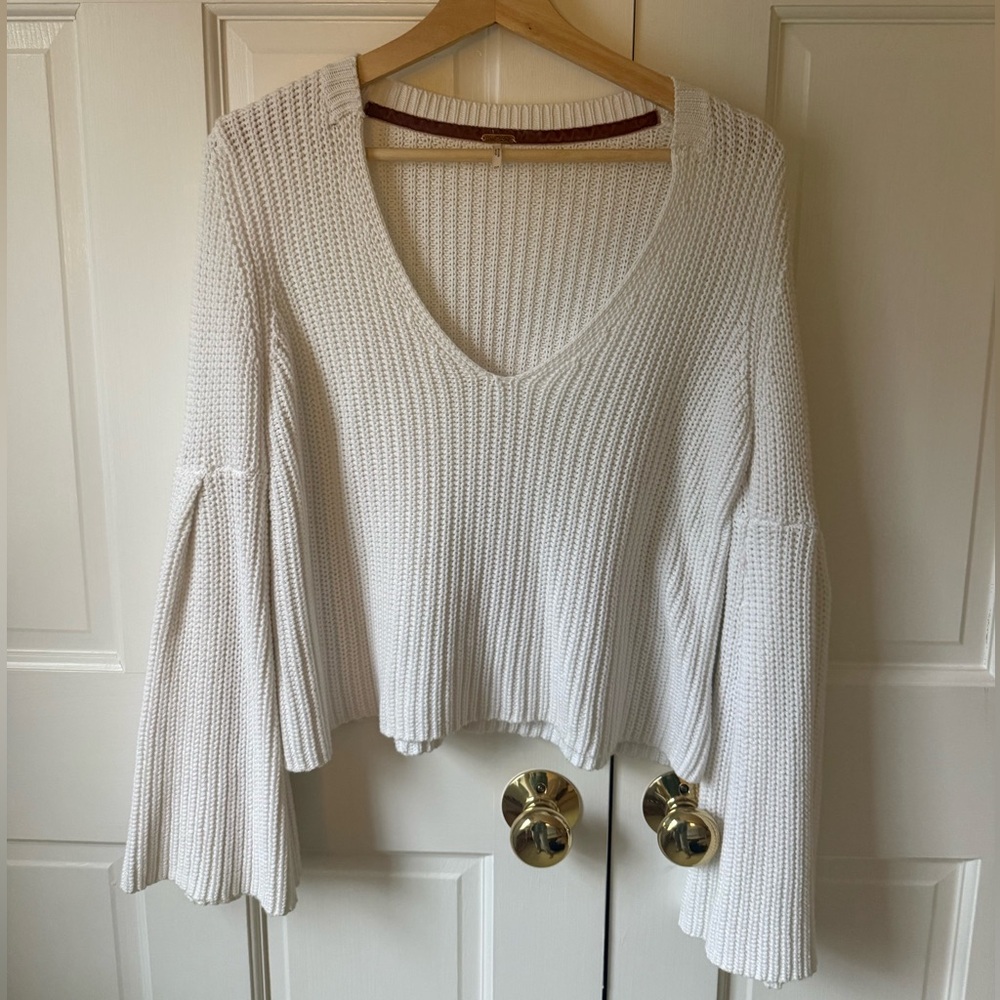 Free People Cream Open-Knit Sweater